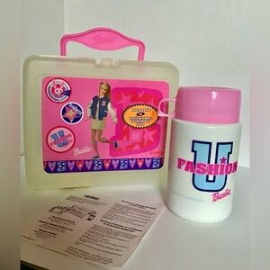 Vintage Barbie Thermos Lunch Box New with Thermos  and Paperwork.